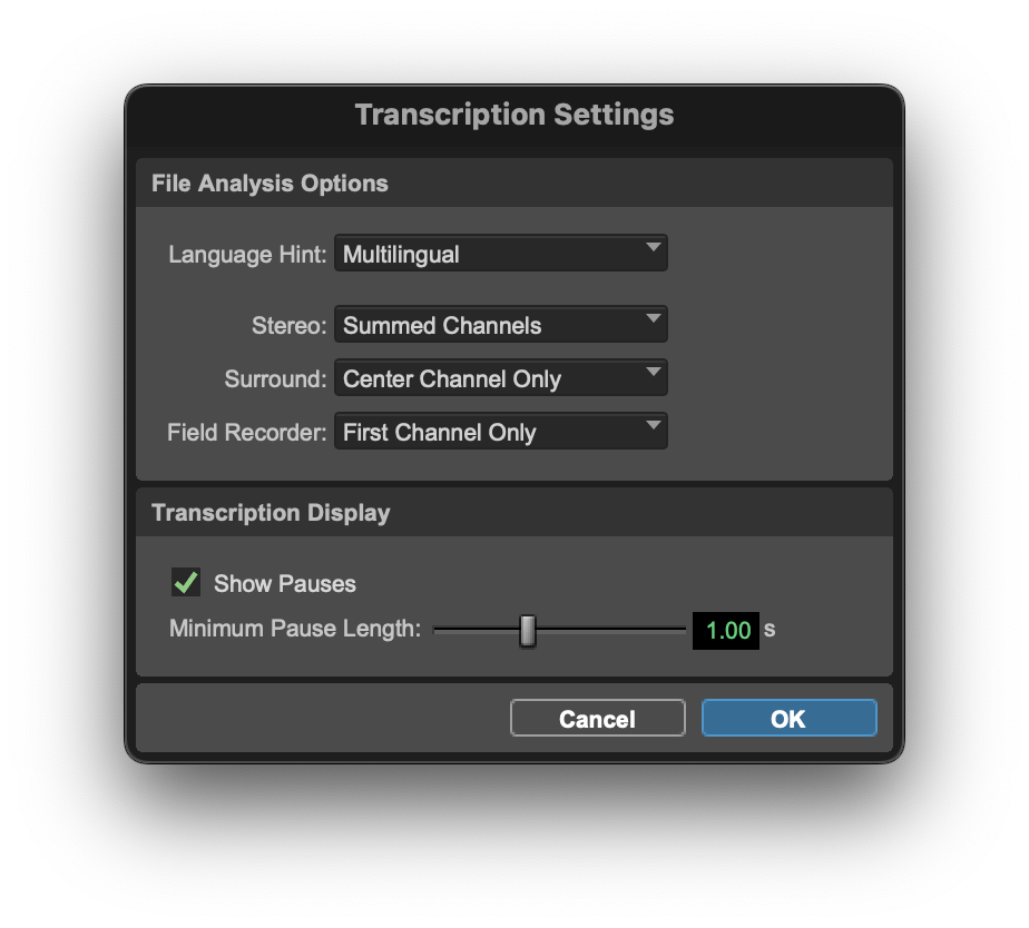 Pro Toolsの Speech-to-Text文字起こし設定