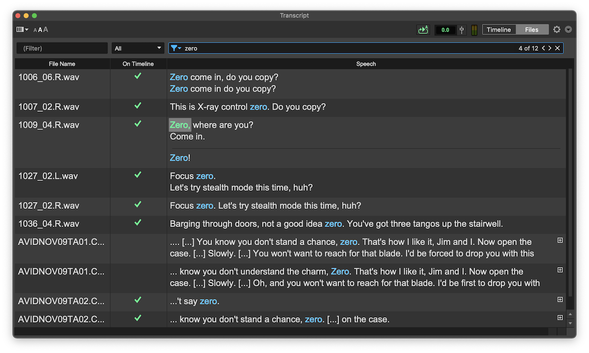Pro Toolsの Speech-to-Textファイルビュー