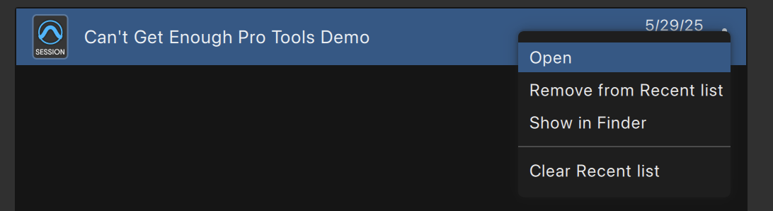 Pro Tools 2025.6 ダッシュボード・オープンタブ
